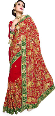 

Sourbh Sarees Embroidered Fashion Georgette Saree(Red)