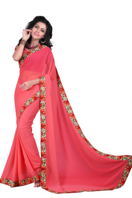 

Gunjan Creations Solid Fashion Georgette Saree(Red)