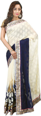

Hawai Embroidered Fashion Georgette Saree(Blue, Blue-white