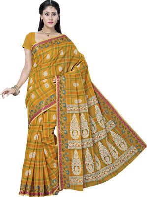 

Rani Saahiba Printed Gadwal Polycotton Saree(Gold)