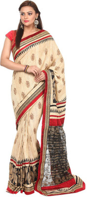 

Kataan Bazaar Embroidered Fashion Handloom Tussar Silk Saree(Beige)