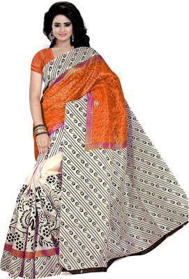 

Party Wear Dresses Printed Fashion Cotton Saree(Orange)