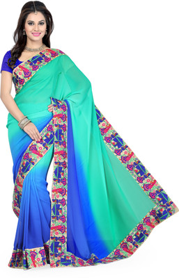

Ishin Embellished Fashion Chiffon Saree(Blue)