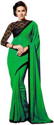

Dancing Girl Solid Bollywood Chiffon Saree(Green)