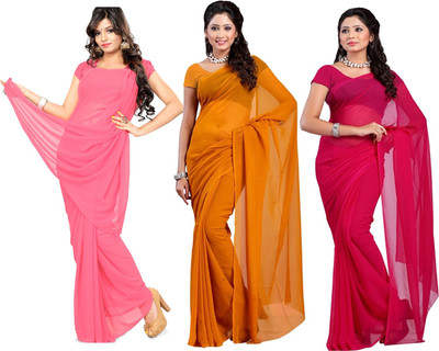 

Multi Retail Solid Bollywood Georgette Saree(Pack of 3, Multicolor)
