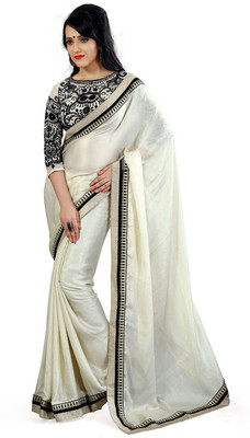 Indian Wear Online Embroidered Fashion Georgette Saree(White)