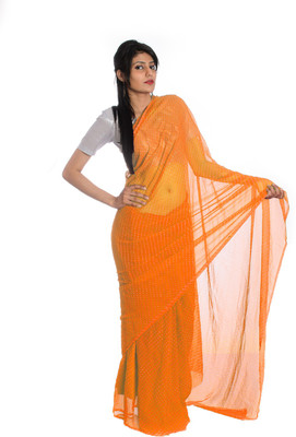 

Aaradhya Fashion Printed Leheria Handloom Georgette Saree(Orange)