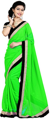 

Party Wear Dresses Plain Fashion Chiffon Saree(Green)