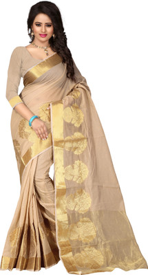

Style U Self Design Banarasi Polycotton Saree(Beige), Chikku