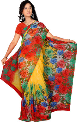 

Vardan Prints Printed Bollywood Georgette Saree(Yellow, Red), Red;yellow