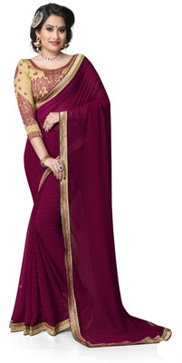 

Indianbeauty Solid Bollywood Georgette Saree(Purple), Dark purple