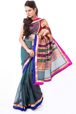 

Cenizas Solid Fashion Silk Saree(Multicolor), Green