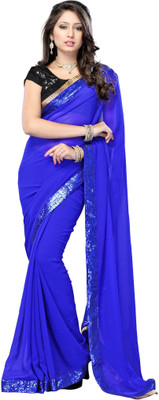 

3NH Self Design Bollywood Net Saree(Blue)