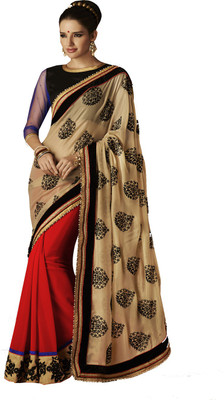 

Desi Butik Self Design Fashion Georgette Saree(Beige)