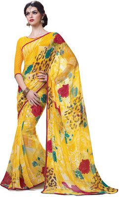 

RIDHAM SAREES Floral Print Daily Wear Georgette Saree(Multicolor)