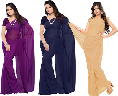 

Multi Retail Solid Bollywood Georgette Saree(Pack of 3, Multicolor)