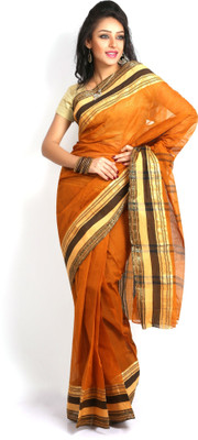 

Purabi Woven Tant Handloom Cotton Saree(Brown)