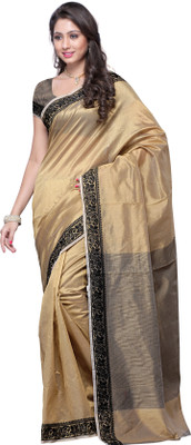 

Mimosa Solid Banarasi Handloom Banarasi Silk Saree(Beige, Tussar