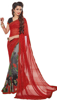 

PSHOPEE Printed Fashion Chiffon Saree(Red)