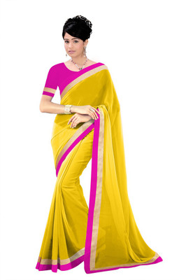 

Indian Wear Online Solid Fashion Chiffon Saree(Yellow)