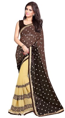 

Sourbh Sarees Embroidered Bollywood Georgette, Chiffon Saree(Brown, Beige), Beige;coffee