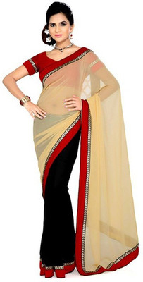 Stylezone Solid Fashion Chiffon Saree(Black)