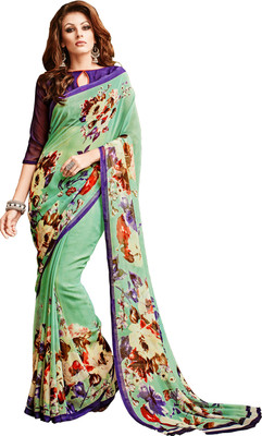 

Khushali Self Design, Printed Fashion Georgette Saree(Green, Multicolor)