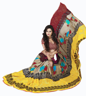 

Khoobee Floral Print Fashion Georgette Saree(Multicolor)
