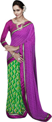 

Viva N Diva Solid Fashion Georgette Saree(Purple), Green;purple