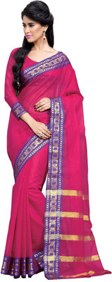 

M.S.Retail Printed Fashion Handloom Cotton Saree(Pink), Rani-pink