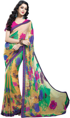 

Saara Floral Print Daily Wear Georgette Saree(White)