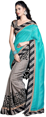 

Aksh Fashion Embroidered Bollywood Printed Silk Saree(Multicolor), Blue