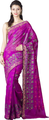 

Chandrakala Woven Banarasi Art Silk Saree(Purple)