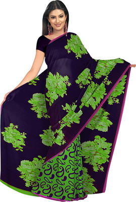 

Khoobee Self Design, Printed Fashion Georgette Saree(Green, Blue), Blue;green
