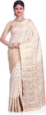 

Meghdoot Woven Fashion Art Silk Saree(White), Cream