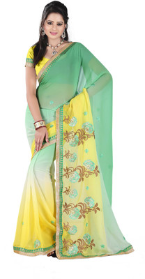 

Lovelylook Embroidered Daily Wear Chiffon Saree(Green, Yellow)