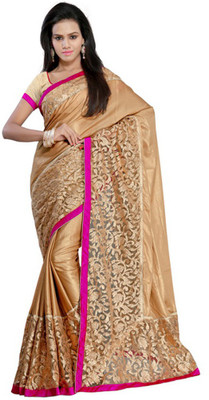 

Dancing Girl Solid Bollywood Georgette Saree(Beige)
