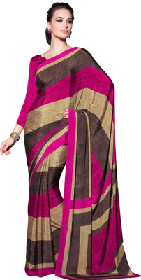 

Parisha Printed Daily Wear Crepe Saree(Pink, Brown), Brown;pink