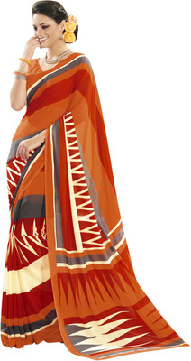 

Manthan Printed Daily Wear Georgette Saree(Orange, Multicolor), Orange & multi