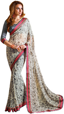 

Vishal Self Design Bollywood Georgette Saree(White, Grey), Grey;white