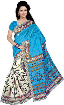 

Party Wear Dresses Printed Fashion Cotton Saree(Blue)