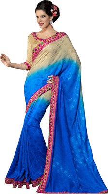 

Parisha Embroidered Fashion Georgette Saree(Pack of 2, Multicolor), Beige;blue