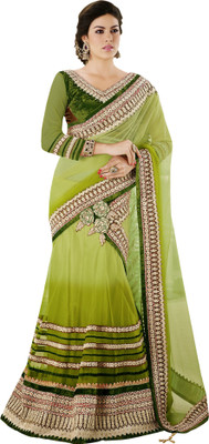 

Khoobee Self Design, Embroidered, Embellished Fashion Net, Satin Saree(Light Green)