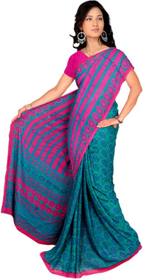 

Vardan Prints Printed Bollywood Georgette Saree(Blue, Pink)