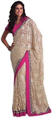 

Party Wear Dresses Printed Fashion Pure Chiffon Saree(White)