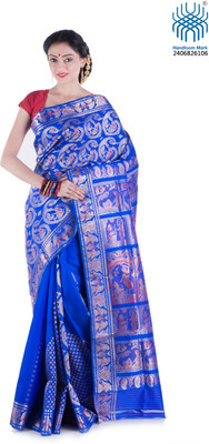 Tantuja Woven Tangail Silk Saree(Blue)