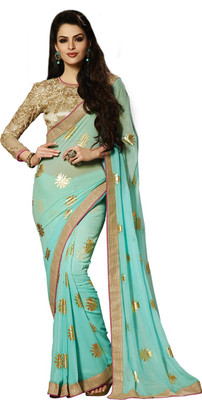 

Saara Self Design Fashion Georgette Saree(Blue), Aqua blue