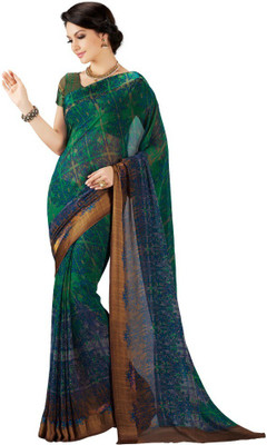 

Desi Look Floral Print Fashion Georgette Saree(Green)
