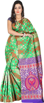 

Weavedeal Embellished Banarasi Banarasi Silk Saree(Green)