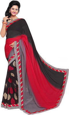 

Dancing Girl Printed Bollywood Georgette Saree(Black, Red)